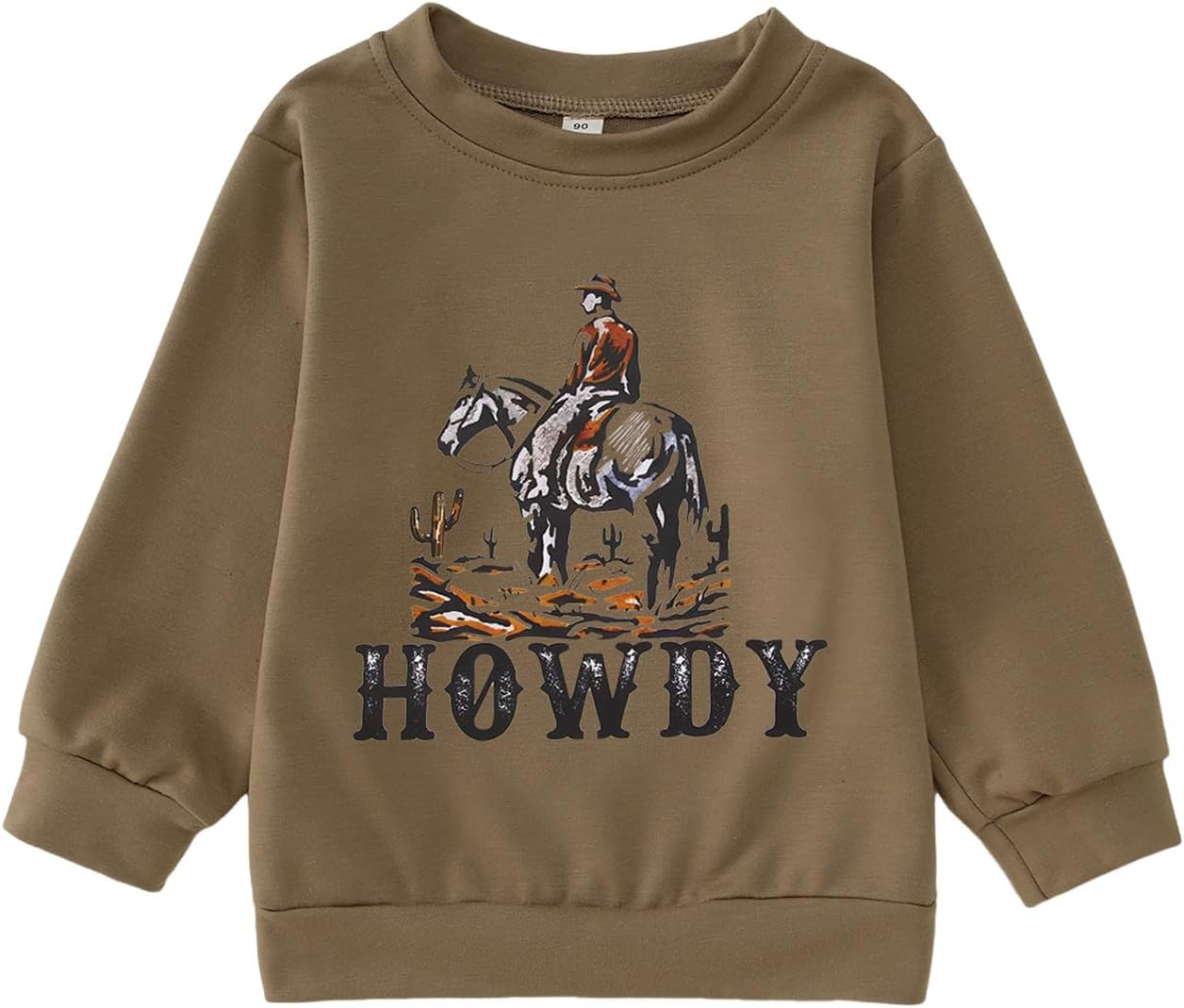 Toddler Boy Howdy Sweatshirt Cowboy Western Graphic Long Sleeve T-Shirt Kids Vintage Rodeo Lightweight Pullover Tops