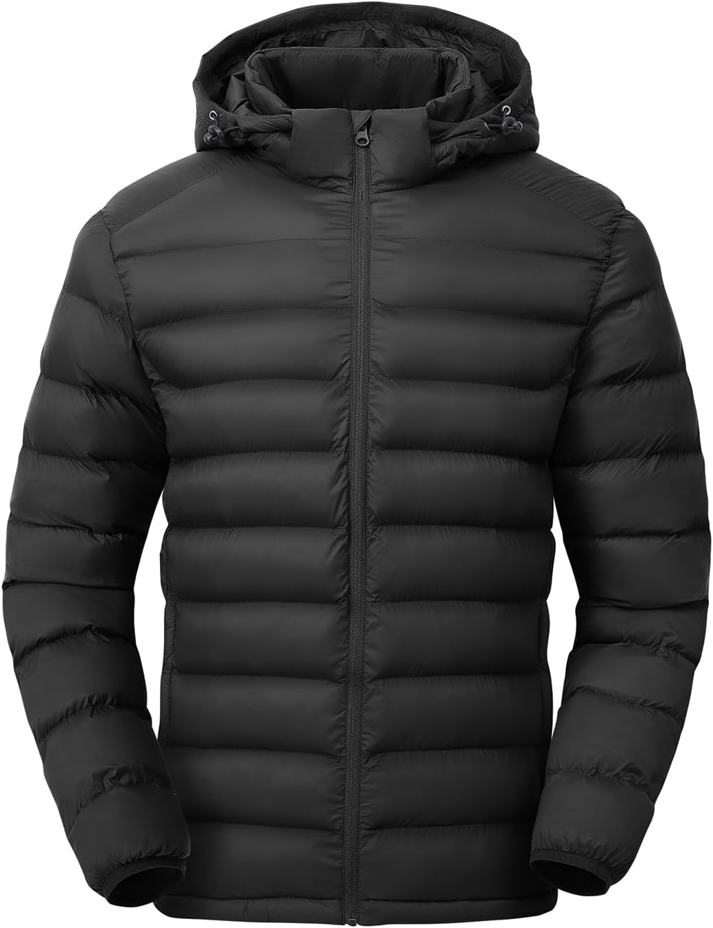 TBMPOY Men's Lightweight Puffer Jackets Detachable Hood Water-Resistant Casual Winter Coat Hooded Insulated for Travel Ski