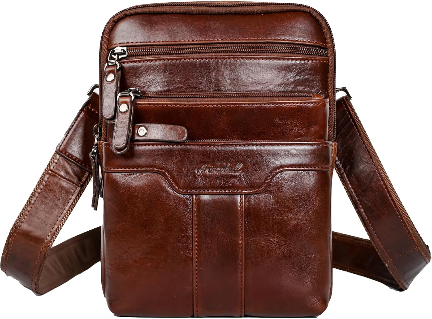 Leather Messenger Bag for Men, Small Leather Sling Shoulder Bag Messenger Pack for Men, Man Purse