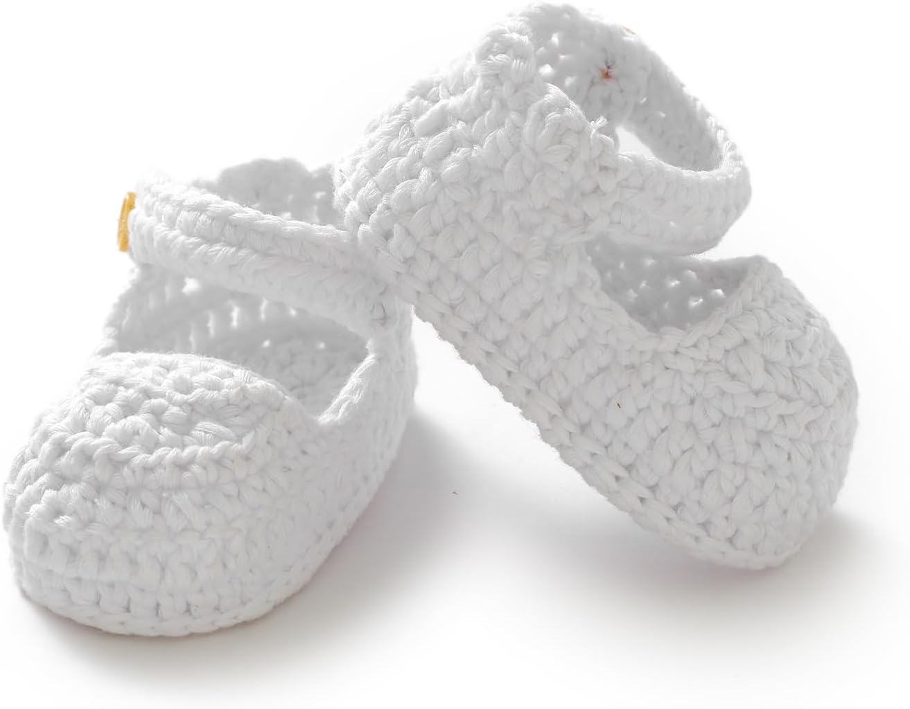 Hadetoto Baby Booties Newborn Baby Mary Jane Shoes Hand Crochet Knit First Walkers Cotton Infant Bootie