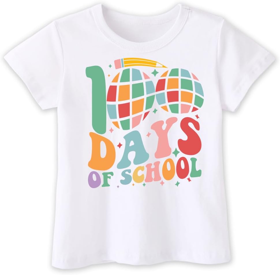 100 Days of School Shirt Girls Boys Toddler,4-7T Kids 100th Day of School Shirt,Dinosaur,Pencil,Unicorn