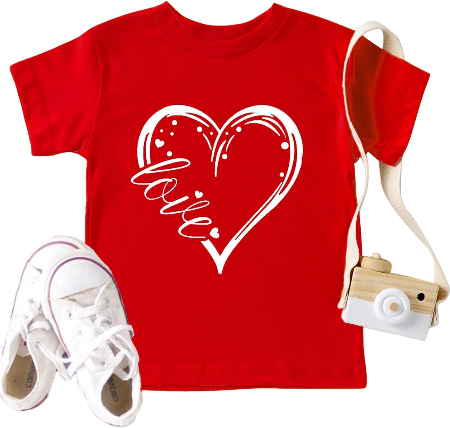 Toddler Valentine's Day Shirts Boys Girls Cute Love Heart Graphic T-Shirt Casual Short Sleeve Tee Tops