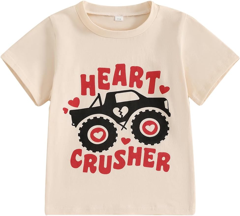 Kids Toddler Baby Boys Girls Valentine's Day T-Shirt Love Heart Graphic Short Sleeve Tee Tops