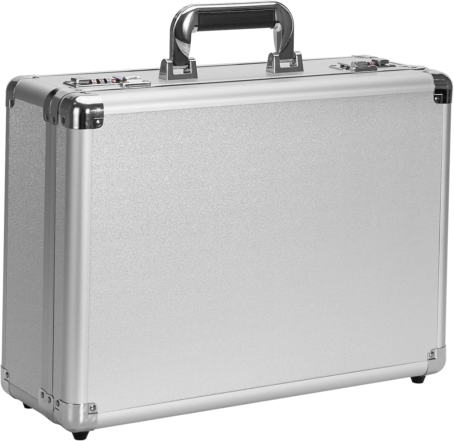 Locking Briefcase - Lockable Attache Case for Laptop & Documents, Dual Combination Locks Business Hard Aluminum Case