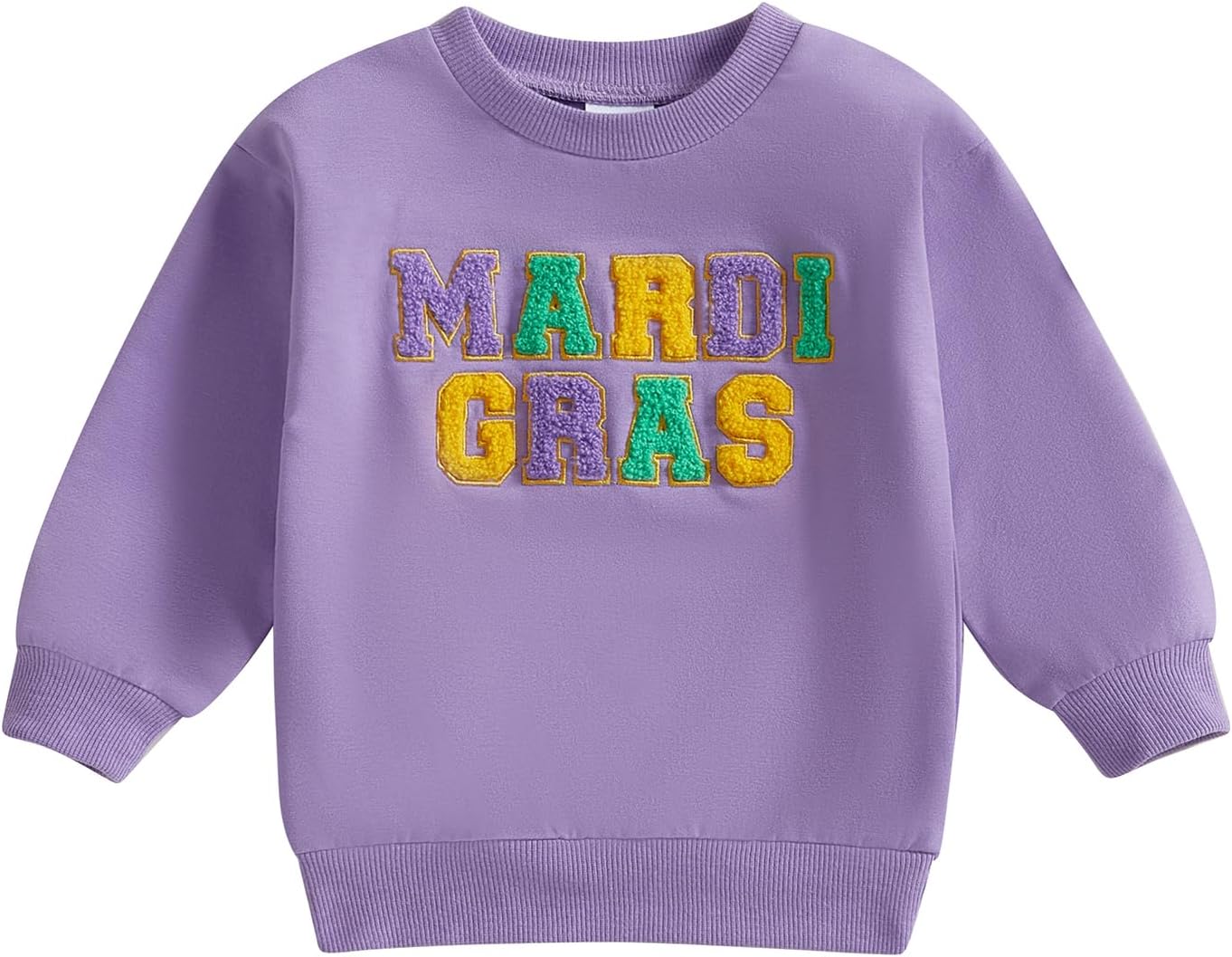 Toddler Baby Girl Boy Mardi Gras Outfit Letter Sweatshirt Long Sleeve T-Shirt Tops Fall Clothes