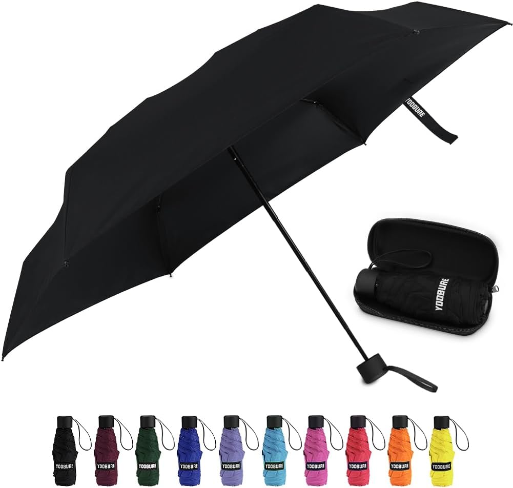 Yoobure Small Mini Umbrella with Case Light Compact Design Perfect for Travel Lightweight Portable Parasol Outdoor Sun&Rain Umbrellas